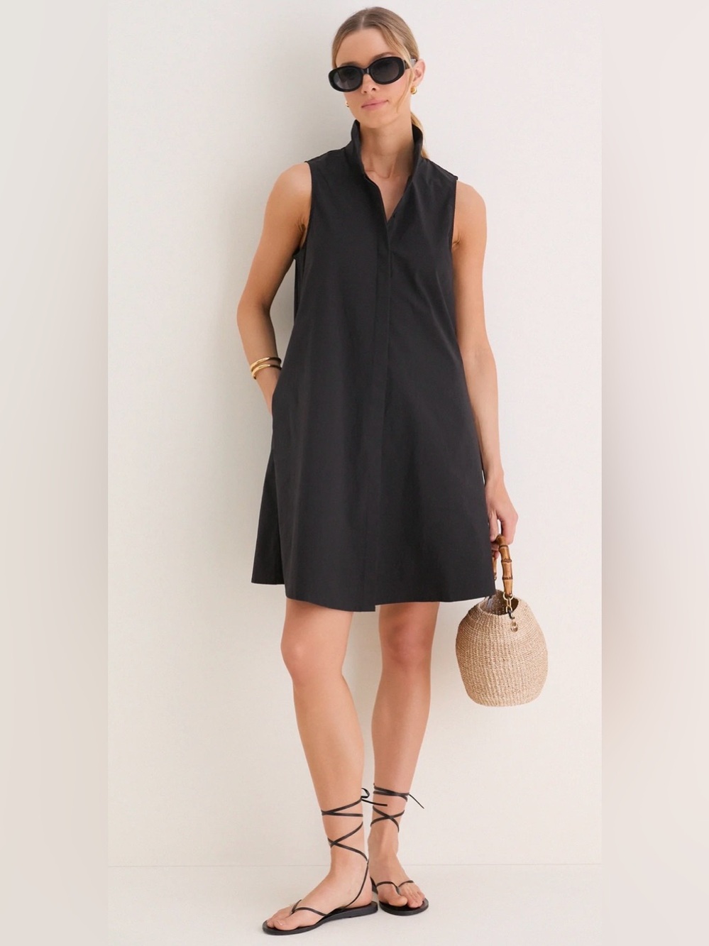 Tuckernuck Charlie Black Sleeveless Button Front A-Line Dress Small - Picture 3 of 11
